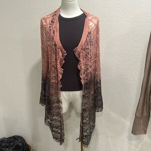 Voice of California aka Vocal lace, and suede cardigan